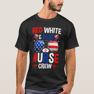 Camiseta Enfermera Azul Blanco Rojo Retro 4 De Julio Hombre
