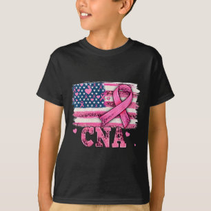 Camiseta Enfermera Bandera Estadounidense Cinta rosa Cáncer