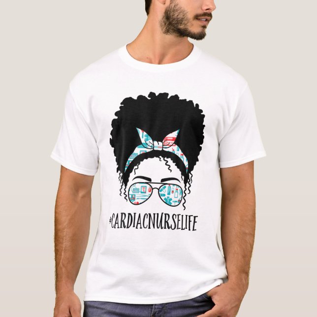 Camiseta Enfermera cardíaca afroafrodesordenada afroamerica (Anverso)