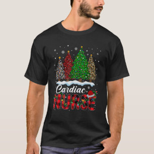 Camiseta Enfermera cardíaca Estampado de leopardo Árbol de 