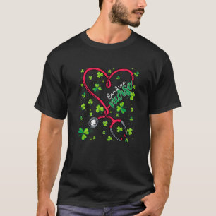 Camiseta Enfermera cardiaca St Patricks Day Love Stethoscop