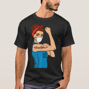 Camiseta Enfermera Con Máscara Rosie The Riveter Enfermera