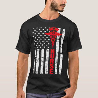 Camiseta Enfermera con matrícula de la bandera estadouniden