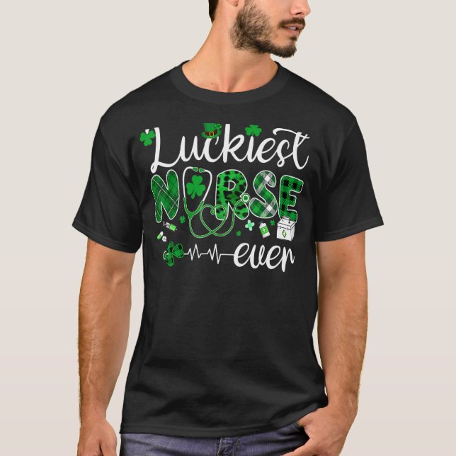 Camiseta Enfermera con suerte, vida de enfermera Shamrock S (Anverso)