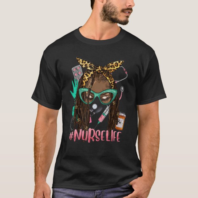 Camiseta Enfermera con vida desordenada Bun Afro Auxiliar M (Anverso)