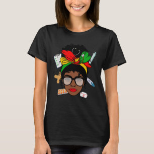 Camiseta Enfermera con vida desordenada Bun Afro Auxiliar M
