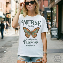 Camiseta Enfermera Cristiana Romanos 8:28 Mariposa Fe