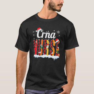 Camiseta Enfermera Crna Navidad Cuadrillé Rojo Impreso Rn E