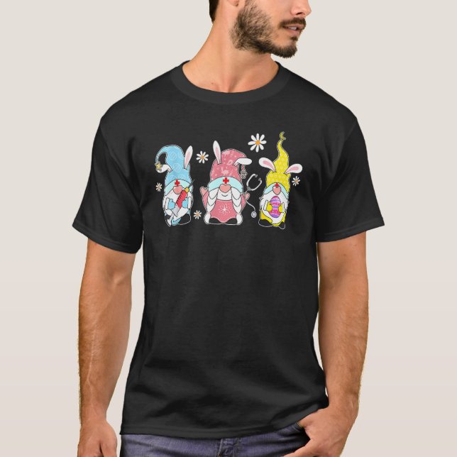 Camiseta Enfermera Cute Stethoscope Bunny Gnome Huevos de c (Anverso)