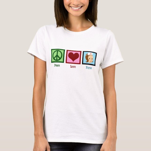 Camiseta Enfermera de amor de la paz (Anverso)