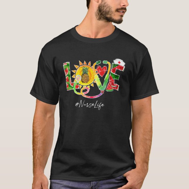 Camiseta Enfermera De Amor Del Trabajo Melón De Agua Piña V (Anverso)