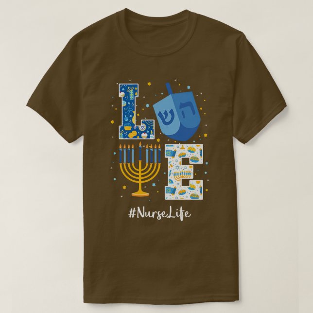 Camiseta Enfermera de amor Enfermeras judías de Hanukkah Ch (Diseño del anverso)