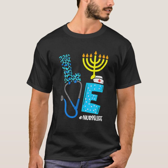 Camiseta Enfermera de amor Enfermeras judías de Hanukkah Ch (Anverso)
