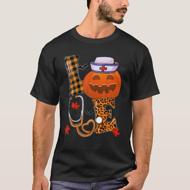 Camiseta Enfermera de amor Halloween otoño otoño otoño (Anverso)