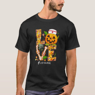 Camiseta Enfermera de Amor L&d Halloween Esqueleto Calabaza