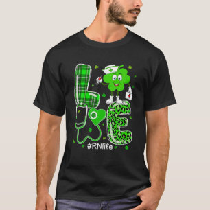 Camiseta Enfermera de amor Shamrock Stethoscope Plaid Leopa
