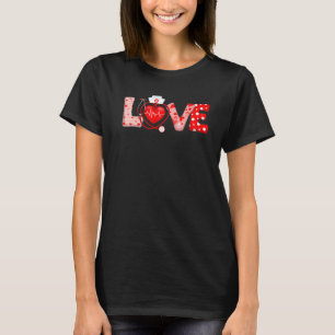 Camiseta Enfermera de amor Stethoscope El día de San Valent