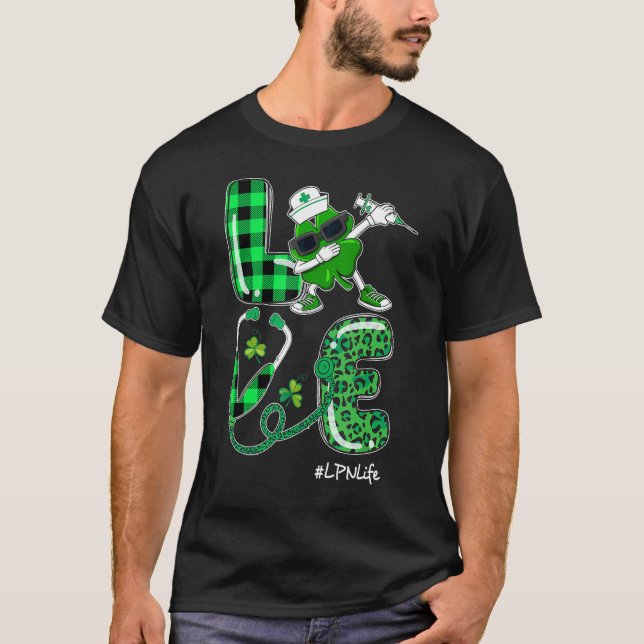 Camiseta Enfermera de Amor Vida Lpn Shamrock Stethoscope St (Anverso)