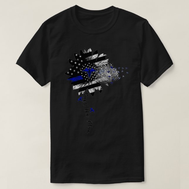 Camiseta Enfermera De Atrás El Azul Girasol Bandera Estadou (Diseño del anverso)