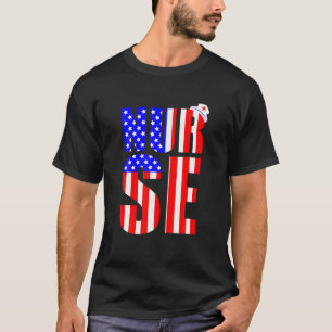 Camiseta Enfermera De Bandera Estadounidense 4 De Julio RN 