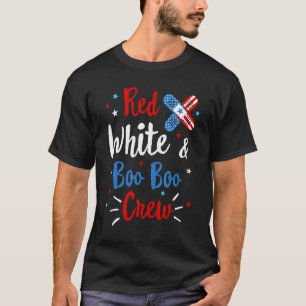 Camiseta Enfermera De Boo Blanco Rojo Graciosa Del 4 De Jul