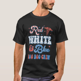 Camiseta Enfermera De Boo Blanco Rojo Graciosa Del 4 De Jul