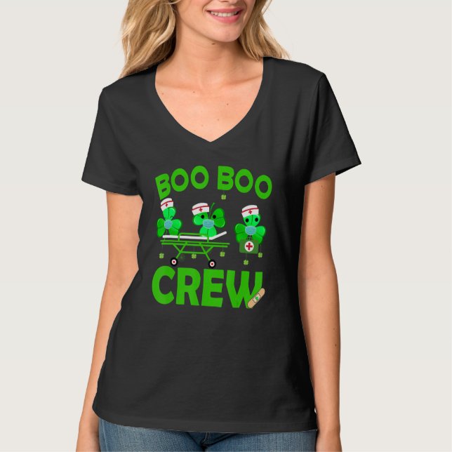 Camiseta Enfermera de Boo Boo de St Patrick S Day Shamrock  (Anverso)