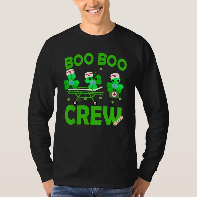 Camiseta Enfermera de Boo Boo de St Patrick S Day Shamrock  (Anverso)