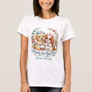 Camiseta Enfermera de cachorro lindo Pawsitive acuarela per