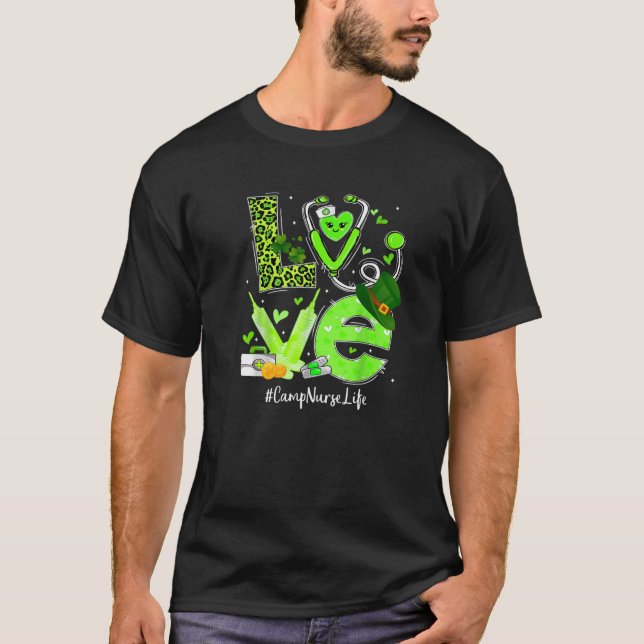 Camiseta Enfermera de Camp Vida Vida Amor Corazón Stethosco (Anverso)