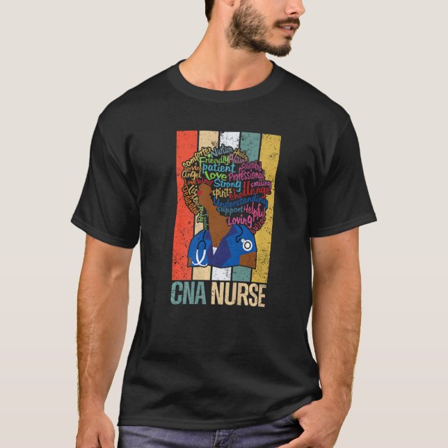 Camiseta Enfermera De Cna Negra Para La Melanin Nu Afroamer (Anverso)
