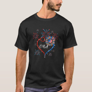 Camiseta Enfermera De Cna Patriótica 4 De Julio Bandera Est