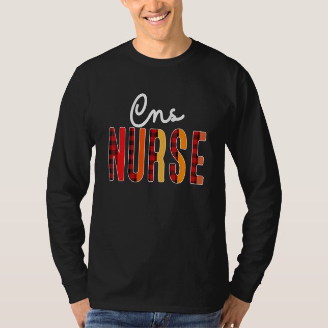 Camiseta Enfermera de Cns Plaid Red Love Heart Stethoscope  (Anverso)
