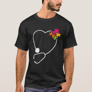 Camiseta Enfermera de Conciencia del Autismo Estetoscopio P