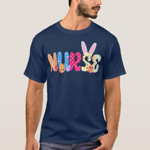 Camiseta Enfermera de conejo Gracioso Egg Easter Day Floral