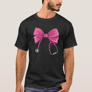 Camiseta Enfermera de Coquette rosa Stethoscope Bow Enferme