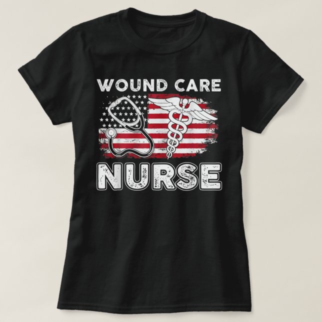Camiseta Enfermera de cuidado de heridas RN Enfermería Band (Diseño del anverso)