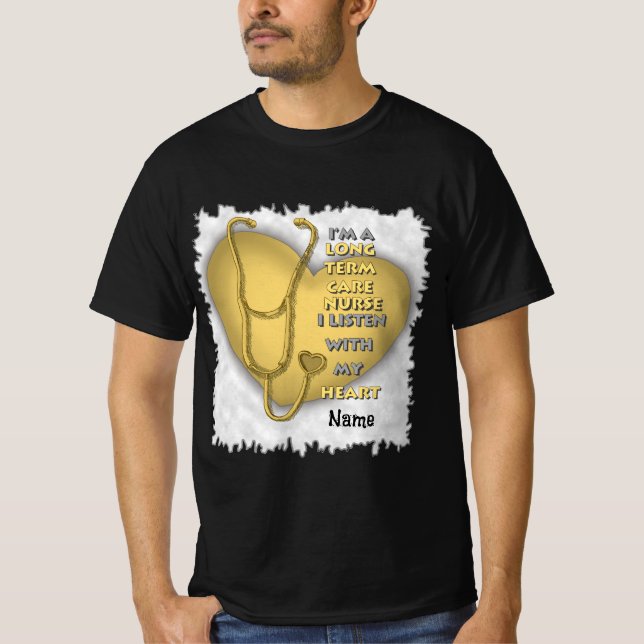 Camiseta Enfermera de cuidados de corazón amarillo (Anverso)