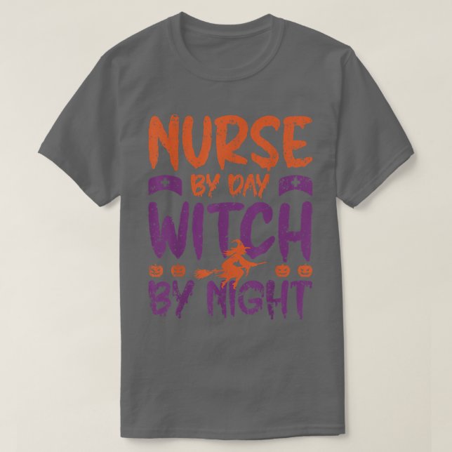 Camiseta Enfermera de día bruja por noche divertida tempora (Diseño del anverso)