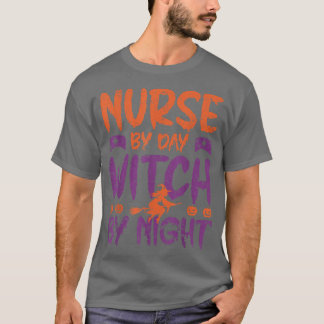 Camiseta Enfermera de día bruja por noche divertida tempora