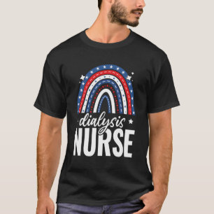 Camiseta Enfermera De Diálisis Arcoiris 4 De Julio Ee.Uu.