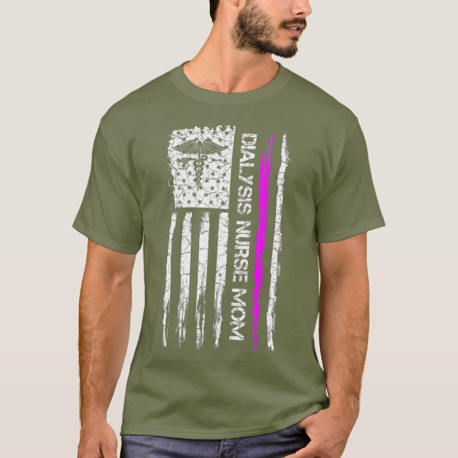 Camiseta Enfermera de diálisis con bandera estadounidense d (Anverso)