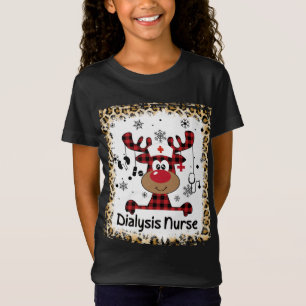 Camiseta Enfermera de diálisis con sangre Navidades de reno
