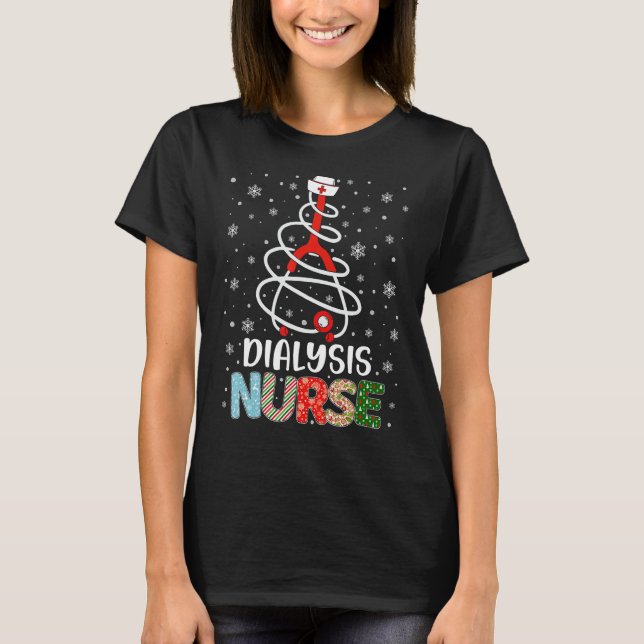 Camiseta Enfermera de diálisis cutáneo árbol de navidad enc (Anverso)