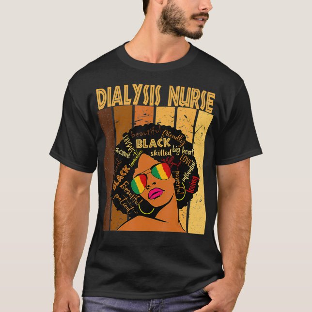 Camiseta Enfermera de diálisis en historia negra afroameric (Anverso)