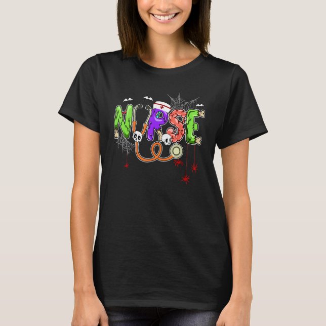 Camiseta Enfermera de disfraces de Halloween Stethoscope Bo (Anverso)