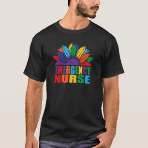 Camiseta Enfermera de emergencia Arcoiris Sunflower Lgbt Cu