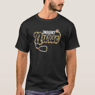 Camiseta Enfermera de emergencia Stethoscope Leopardo cardí