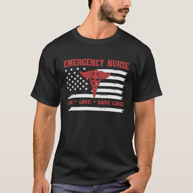 Camiseta Enfermera de emergencias, amor vivo salva vidas, e (Anverso)
