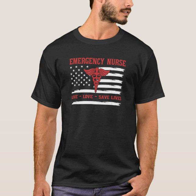 Camiseta Enfermera de emergencias, vida, amor salva vidas,  (Anverso)